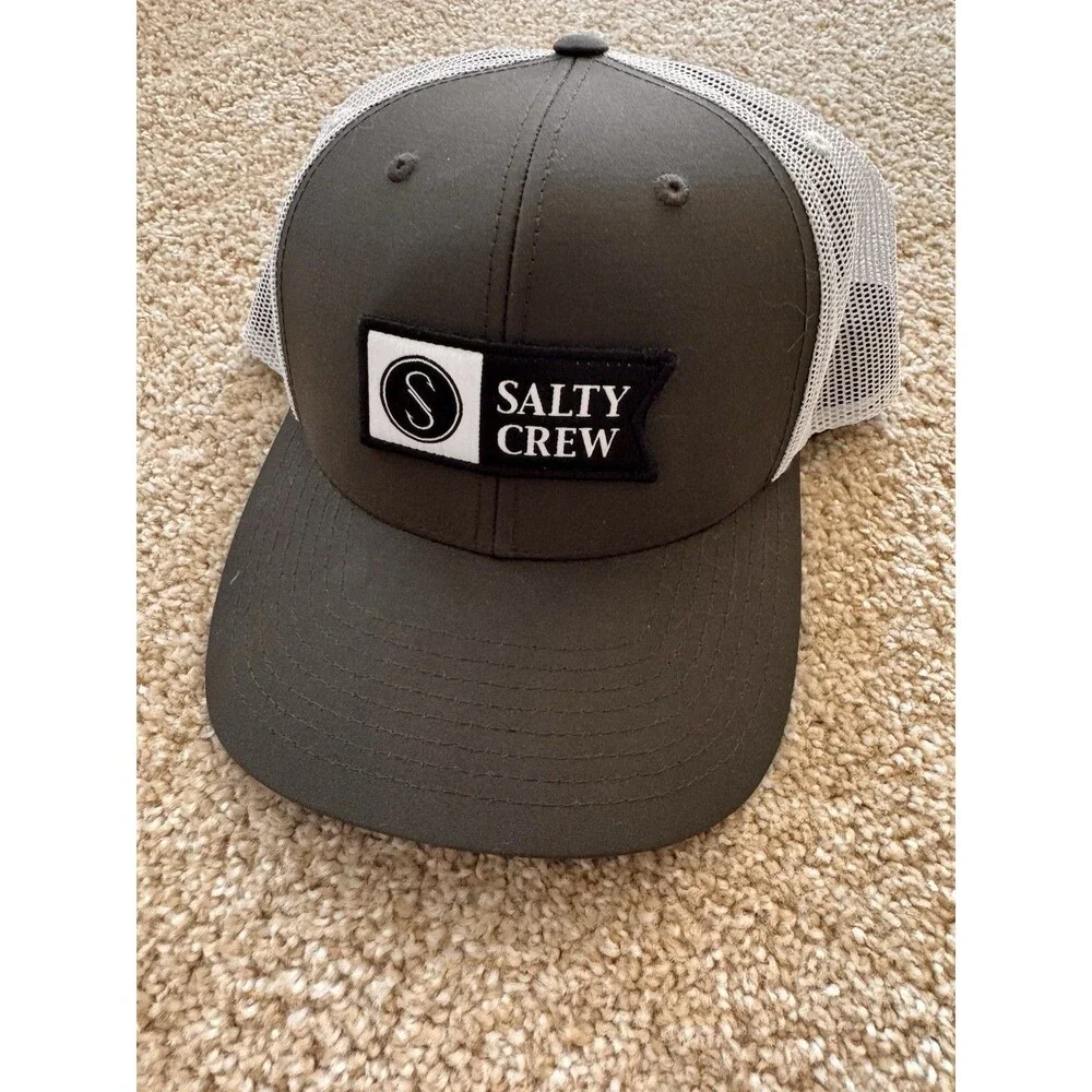 Salty Crew Pinnacle Retro Trucker Hat Army Green Mesh Snapback Adjustable Logo